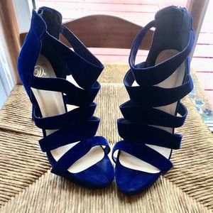Heart in D Blue Suede Stiletto Heel, size 10